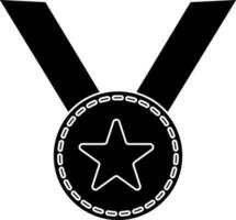 Black and white ribbon with star medal. vector