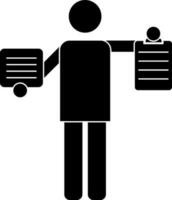 Character of faceless human holding checklist. vector