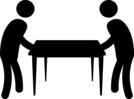 Black character of faceless men holding table in hand. vector