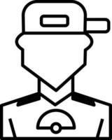 Character of a faceless player in black line art. vector