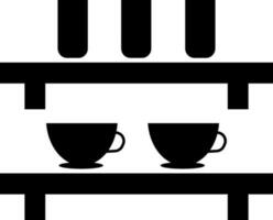 Black tea cup on rack. vector