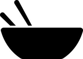 Black bowl with chopsticks on white background. vector