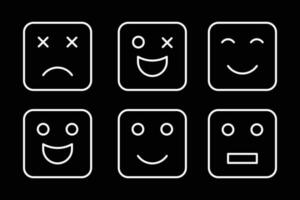 Set of square face expression emoticon vector