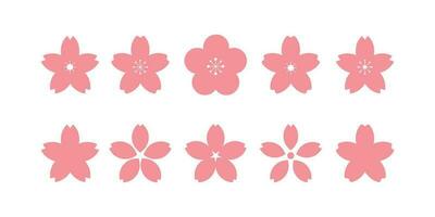 Set of pink Sakura flower vector isolated