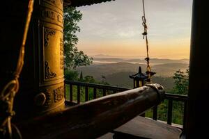 The bell tower at Linh Qui Phap An temple, near Bao Loc town, Lam Dong province, Vietnam. photo