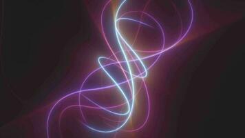 Abstract multicolored glowing bright magical energy lines on a black background video