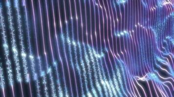 Blue looped energy waves from particles glowing bright magical abstract background video