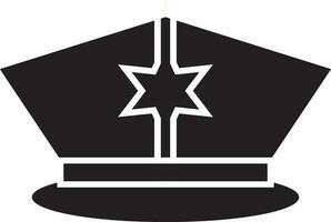 BW police hat with star badge. vector