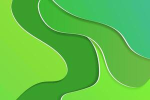 Green curve paper layered abstract background vector