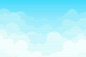 Cartoon cloudy sky on a sunny day, a view above cloud formation. Vector illustration.