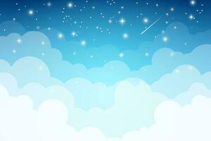 Vector illustration of Beautiful night sky with sparkling stars and mesmerizing clouds