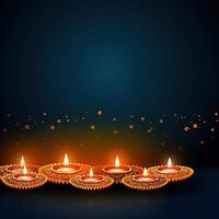 Illustration of Diwali festival Diya Lamp with rangoli at the bottom. . photo