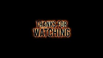 Thanks for Watching Fire Burn Text Effect on Black Background video