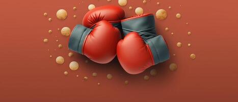 Happy Boxing Day banner with present box on red background. Boxing Day concept. . photo