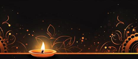 ilustración de diwali festival diya lámpara con rangoli a el abajo. ai generado. foto