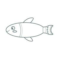 Colorful fish, sea animal. An inhabitant of the sea world, a cute underwater creature. Line art. vector