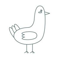 Cute blue seagull, sea bird. Line art. vector