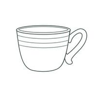 Dishes. Blue mug with stripes. Line art. vector