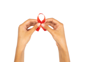 Two hand create HIV AIDS ribbon bow symbol png