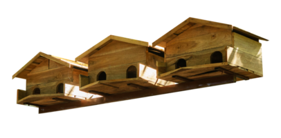 three wooden bird house isolated png