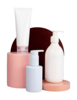 set of cosmetic bottle display isolated png