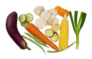 Set of fresh raw vegetable flat lay. Healthy eating material png
