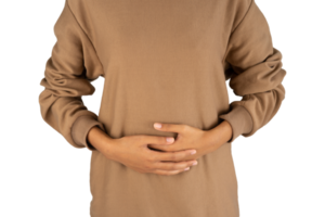 The woman holds the belly with both hands png