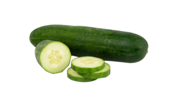 whole and slice of cucumber isolated png