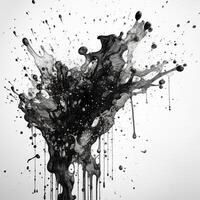 Bright ink or watercolor splash splatter stain brush strokes on white background. . photo