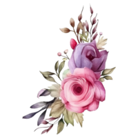 couronne botanique avec Rose violet ai génératif png