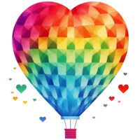 A colorful hot air balloon is flying in the sky, Watercolor illustration AI Generative png