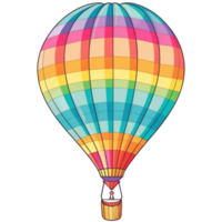 en färgrik varm luft ballong är flygande i de himmel, vattenfärg illustration ai generativ png