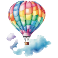 un' colorato caldo aria Palloncino è volante nel il cielo, acquerello illustrazione ai generativo png