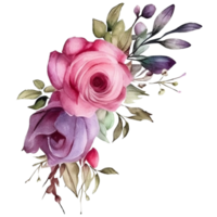 ghirlanda botanico con rosa viola ai generativo png
