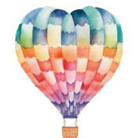 en färgrik varm luft ballong är flygande i de himmel, vattenfärg illustration ai generativ png