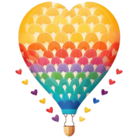 A colorful hot air balloon is flying in the sky, Watercolor illustration AI Generative png