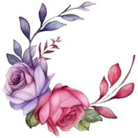 couronne botanique avec Rose violet ai génératif png