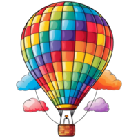 A colorful hot air balloon is flying in the sky, Watercolor illustration AI Generative png