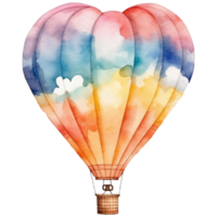 uma colorida quente ar balão é vôo dentro a céu, aguarela ilustração ai generativo png