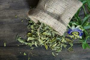 dried leaves of passiflora to drink sedative tea photo