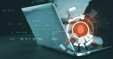 Cyber security and Security password login online concept  Hands typing and entering username and password of social media, log in with smartphone to an online bank account, data protection hacker photo