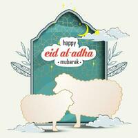 Eid Adha Mubarak Greeting Islamic Illustration Background Vector Design