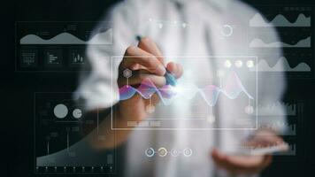 Business Intelligence concept - data analysis, management tools, intelligence, corporate strategy creation, data-driven decision making photo