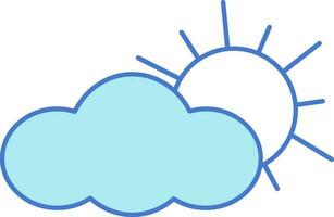 Sun Behind Cloud Icon In Blue And White Color. vector