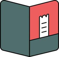 Open Book Or Magazine Icon In Red And Teal Color. vector