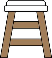 Brown And White Color Stool Icon In Flat Style. vector