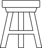 Three Legged Stool Icon In Line Art. vector