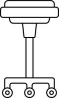 Flat Style Wheel Stool Icon In Black Line Art. vector