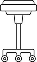 Flat Style Wheel Stool Icon In Black Line Art. vector