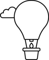 Hot Air Balloon Icon In Black Line Art. vector